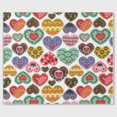 Papier cadeau coeurs colorés (Plat)