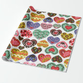 Papier cadeau coeurs colorés (Déroulé)