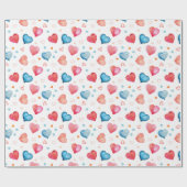 Papier Cadeau Coeurs colorés (Plat)