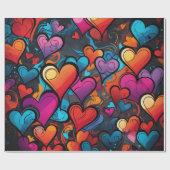 Papier Cadeau Coeurs colorés (Plat)