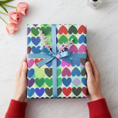 Papier Cadeau Coeurs colorés brillants et gras Motif