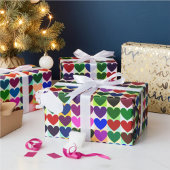 Papier Cadeau Coeurs colorés brillants et gras Motif