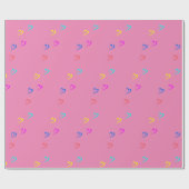 Papier Cadeau Coeurs colorés Coller rose (Plat)