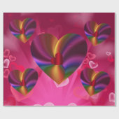 Papier Cadeau Coeurs colorés dans les coeurs rose (Plat)