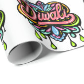 Papier Cadeau Cœurs colorés de Diwali (Coin rond)