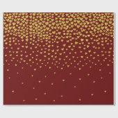 Papier Cadeau Coeurs Confetti Or et Rouge (Plat)