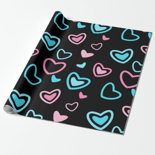 Papier Cadeau Coeurs d'amour (Déroulé)