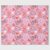 Papier Cadeau Coeurs d'amour gravés (Plat)