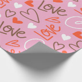 Papier Cadeau Coeurs d'amour gravés (Coin)
