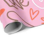 Papier Cadeau Coeurs d'amour gravés (Coin rond)