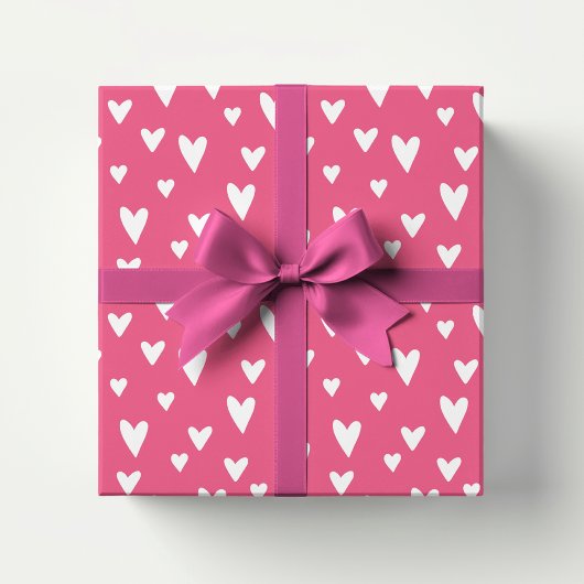Papier Cadeau Cœurs d'amour romantiques rose blanc valentin fémi