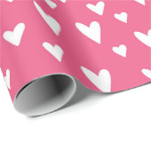 Papier Cadeau Cœurs d'amour romantiques rose blanc valentin fémi (Coin rond)