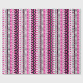 Papier Cadeau Coeurs d'amour rose 8 bits (Plat)