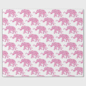 Papier Cadeau Coeurs d'amour rose éléphant (Plat)