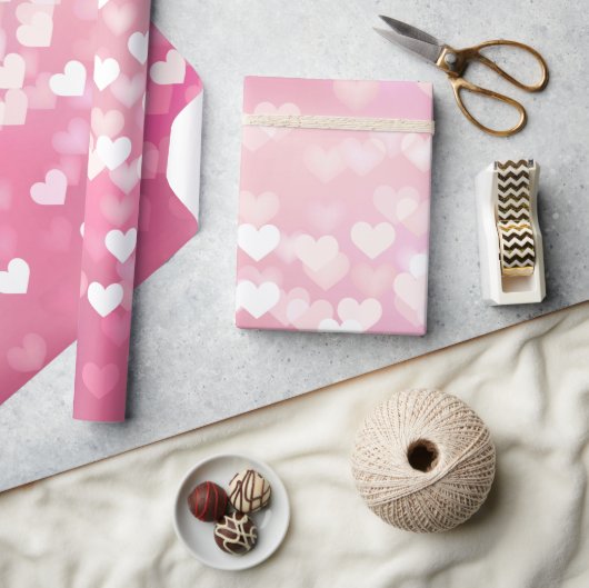Papier Cadeau Coeurs d'amour rose enveloppant papier (Artisanat)