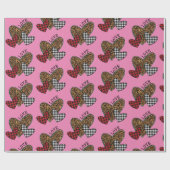 Papier Cadeau Coeurs d'amour roses (Plat)