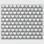 Papier Cadeau Coeurs d'amour sur Grey (Plat)