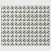 Papier Cadeau Cœurs d'Amour Violet Vert (Plat)