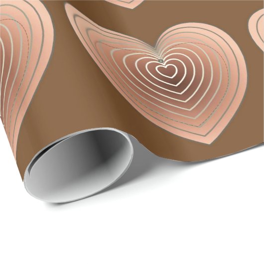 Papier Cadeau Coeurs dans les tons marron, arrière - plan chocol (Coin rond)
