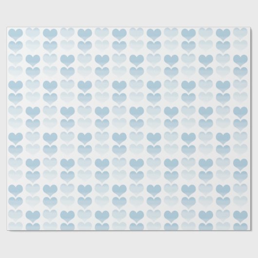 Papier Cadeau Coeurs d'aquarelle bleu (Plat)