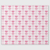Papier Cadeau Coeurs d'aquarelle rose (Plat)