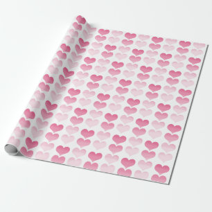 Papier Cadeau Coeurs d'aquarelle rose