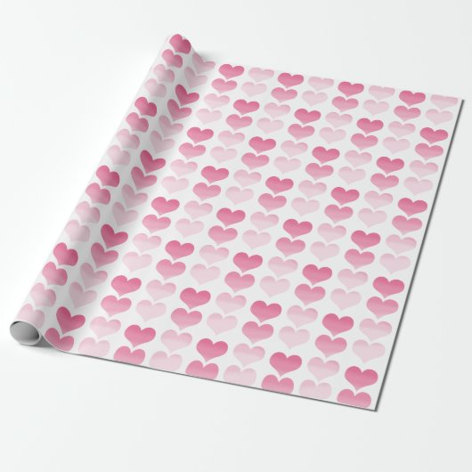 Papier Cadeau Coeurs d'aquarelle rose (Déroulé)