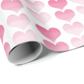 Papier Cadeau Coeurs d'aquarelle rose (Coin rond)