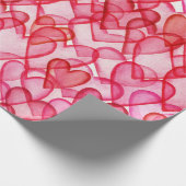 Papier Cadeau Coeurs d'aquarelle rose rouge mou (Coin)