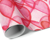 Papier Cadeau Coeurs d'aquarelle rose rouge mou (Coin rond)