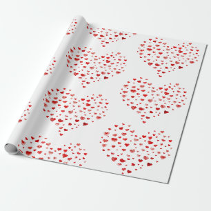 Papier Cadeau Coeurs d'aquarelle rouge moderne