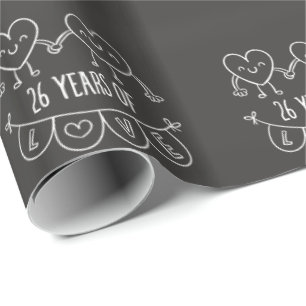 Papier Cadeau Coeurs de calèche-cadeaux du 26e anniversaire