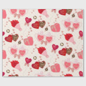 Papier Cadeau Coeurs de chocolat Retro Vintage Valentines (Plat)