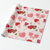 Papier Cadeau Coeurs de chocolat Retro Vintage Valentines (Déroulé)