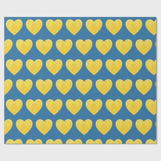 Papier Cadeau Cœurs de citron (Plat)