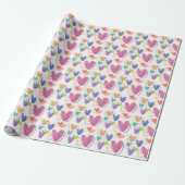 Papier Cadeau Cœurs de crayon colorés mignons (Déroulé)