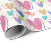 Papier Cadeau Cœurs de crayon colorés mignons (Coin rond)