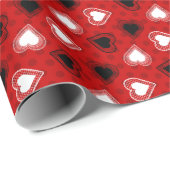 Papier Cadeau Coeurs de dentelle Pois rouges (Coin rond)