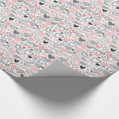 Papier Cadeau Coeurs de doodle Valentine rouge et noir hipster (Coin)