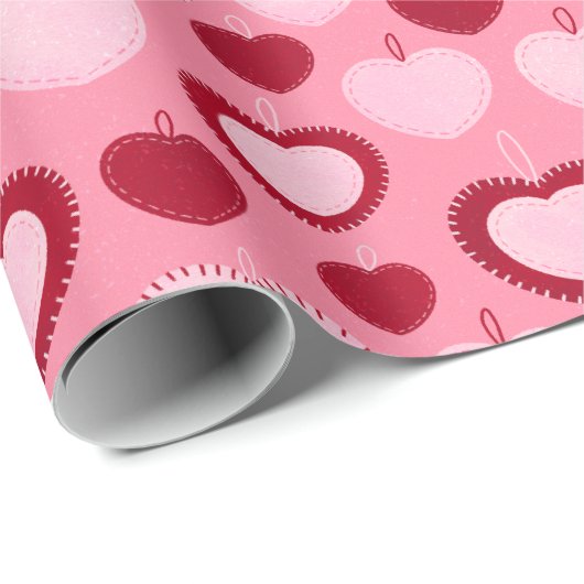 Papier Cadeau Coeurs de feutre (Coin rond)