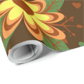 Papier Cadeau coeurs de fleurs enveloppant du papier (Coin rond)