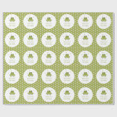 Papier Cadeau Coeurs de grenouille verte Nom Baby shower (Plat)