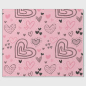 Papier Cadeau Coeurs de gribouillis rose pâle Saint-Valentin (Plat)