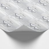 Papier Cadeau Coeurs de l'anniversaire d'argent (Coin)