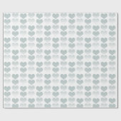 Papier Cadeau Coeurs de l'aquarelle Sage (Plat)