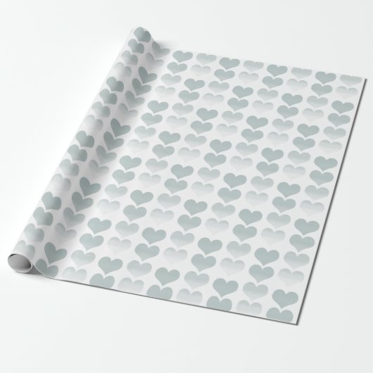 Papier Cadeau Coeurs de l'aquarelle Sage (Déroulé)