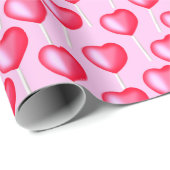 Papier Cadeau Coeurs de Lollipop rouge et rose mignonne Saint-Va (Coin rond)