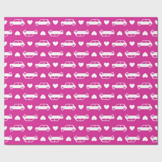Papier Cadeau Coeurs de Mini Cooper - papier d'emballage rose (Couture)