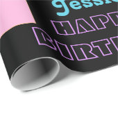 Papier Cadeau Coeurs de nom de fille de l'anniversaire de l'anni (Coin rond)