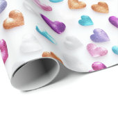 Papier Cadeau Coeurs de Parties scintillant bleu étincelant, vio (Coin rond)